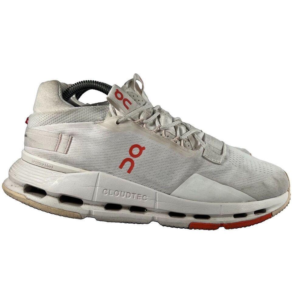 On Cloudnova 2 White/Flame Lace Up Athletic Running Shoes Sneakers Men's Size 9 - Picture 1 of 7